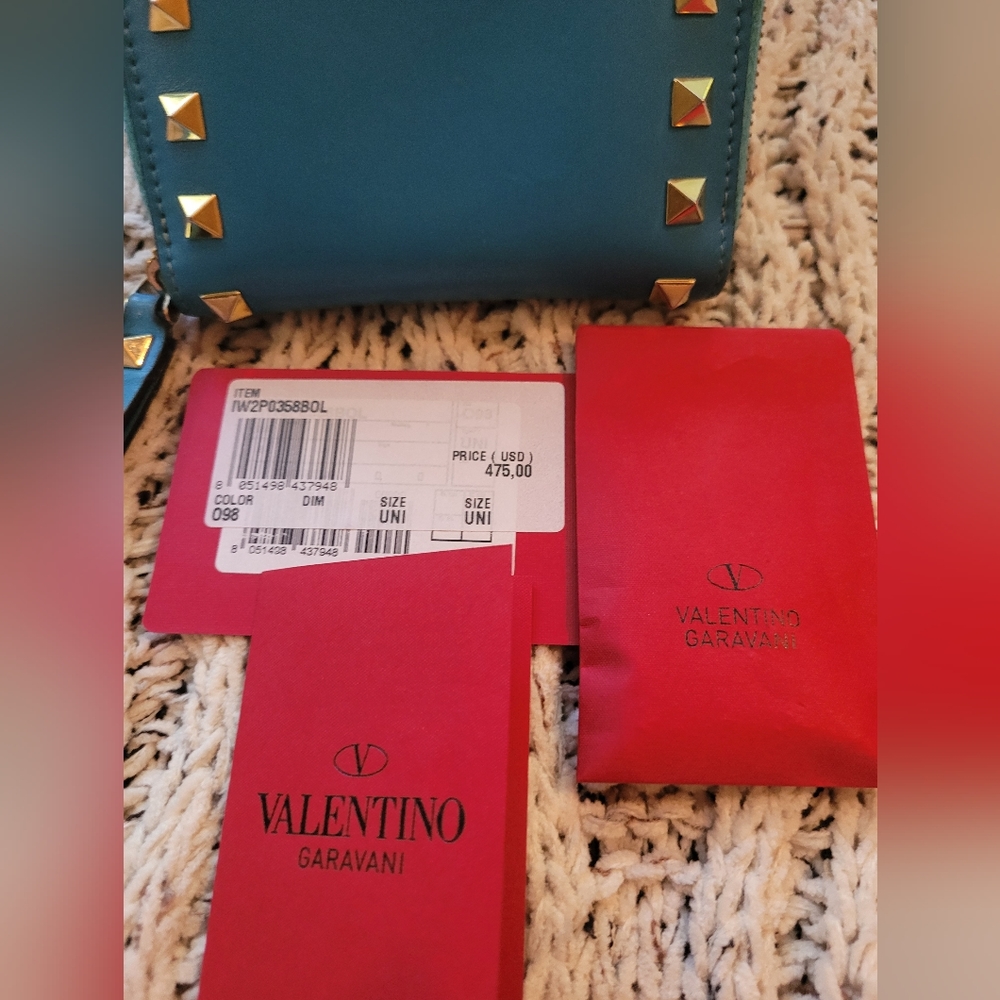 Valentino Rockstud Leather Coin Purse Wallet - Picture 7 of 8
